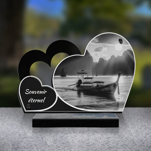 plaque funéraire double bateau