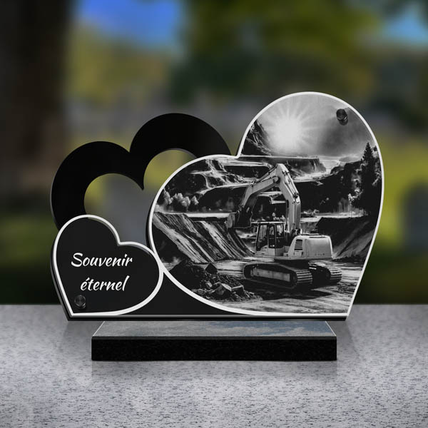 plaque funéraire double cœur BTP