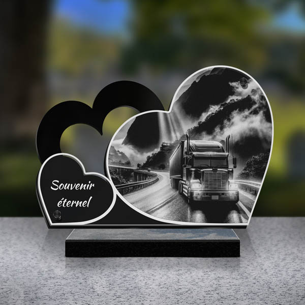 plaque funéraire double camion