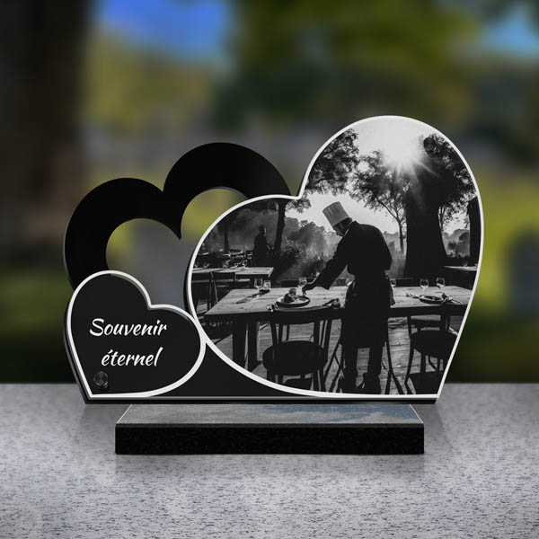 plaque funéraire double cœur plaque funéraire double cœur cuisinier