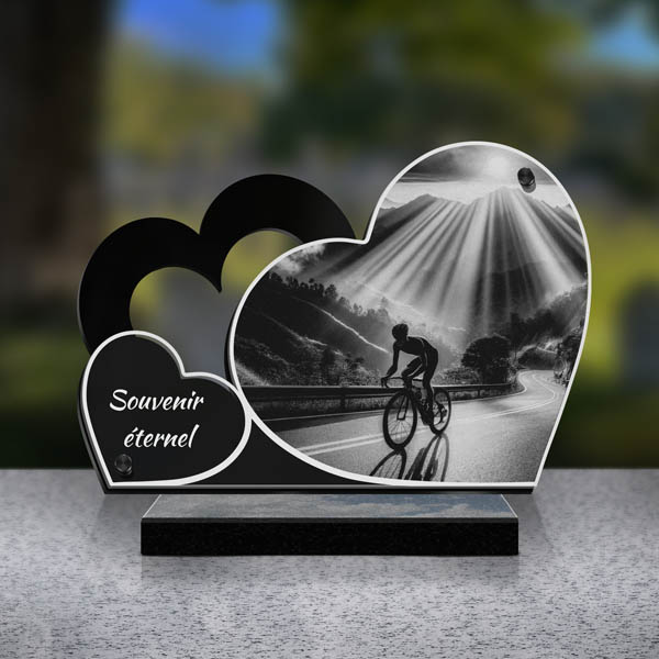 plaque funéraire double cyslisme