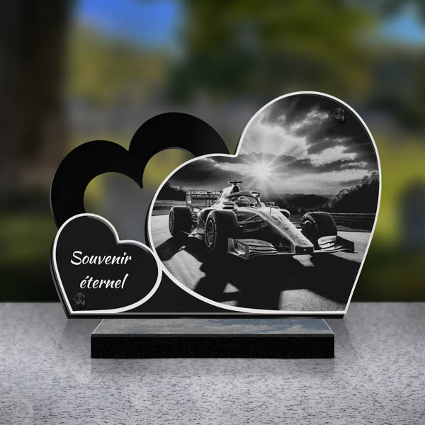 plaque funéraire double cœur F1