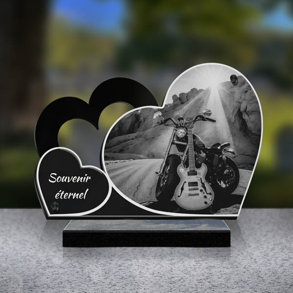 plaque funéraire double cœur harley