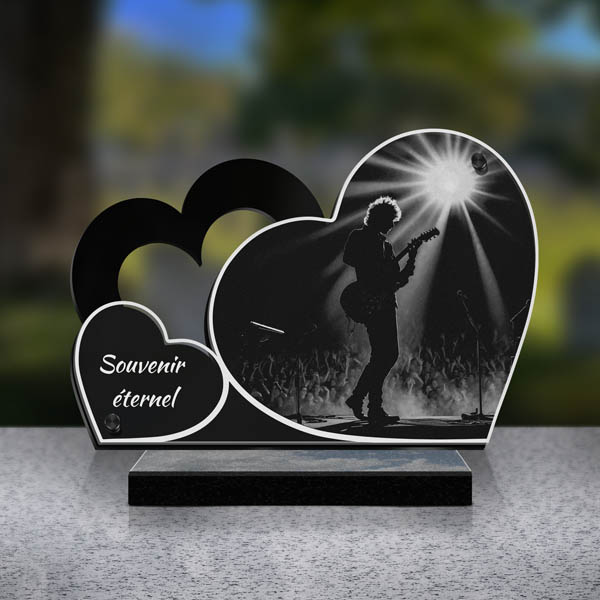plaque funéraire double cœur rock