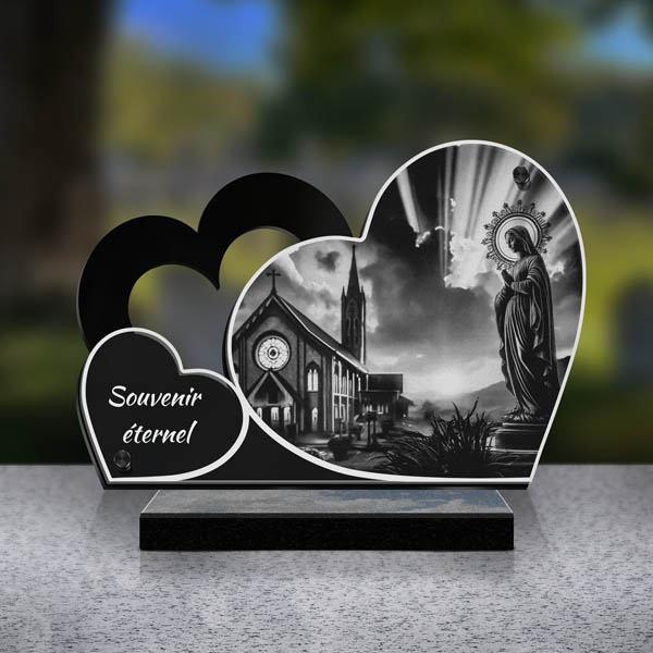 plaque funéraire double vierge marie