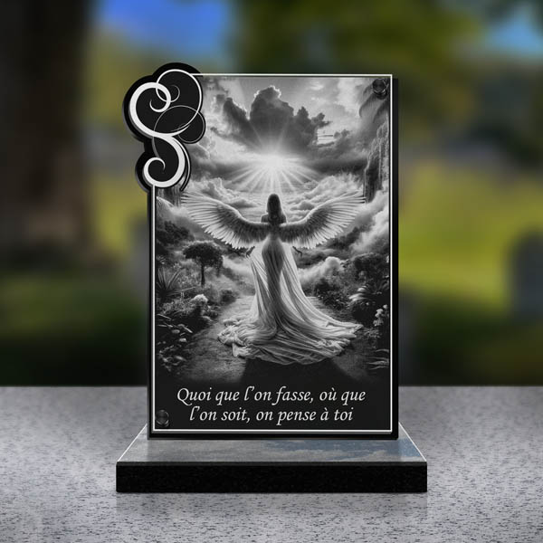 plaque funéraire cœur ange