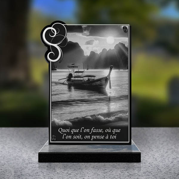 plaque funéraire cœur bateau