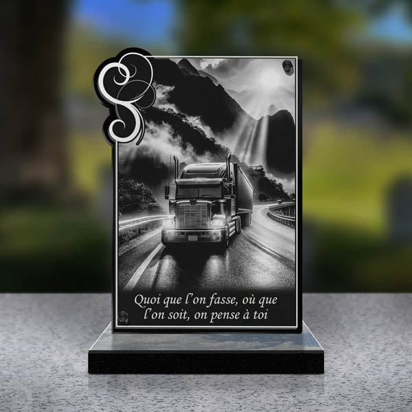 plaque funéraire cœur camion
