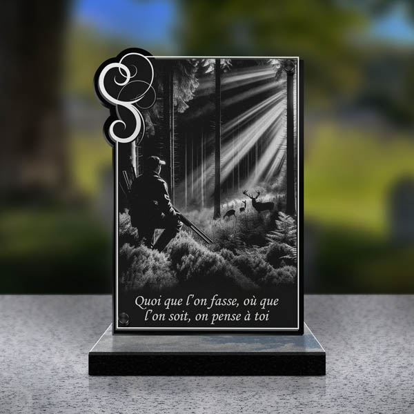 plaque funéraire cœur chasse