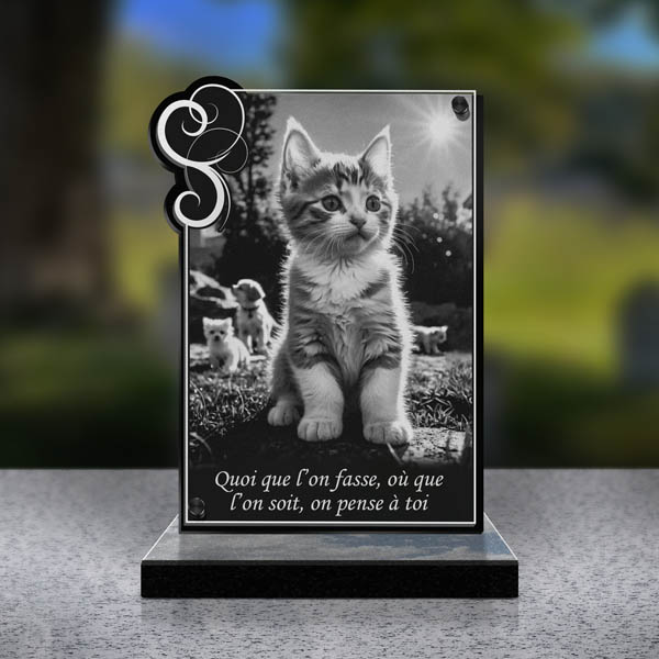 plaque funéraire cœur chaton