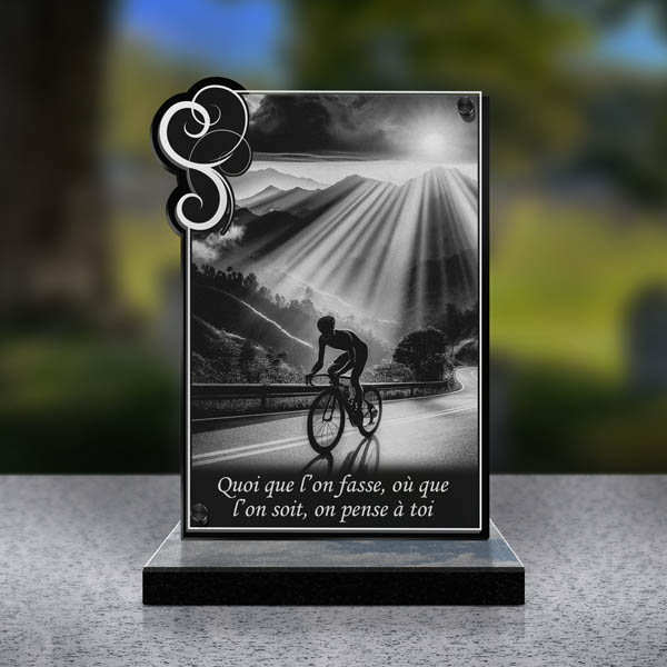 plaque funéraire cœur cyclisme