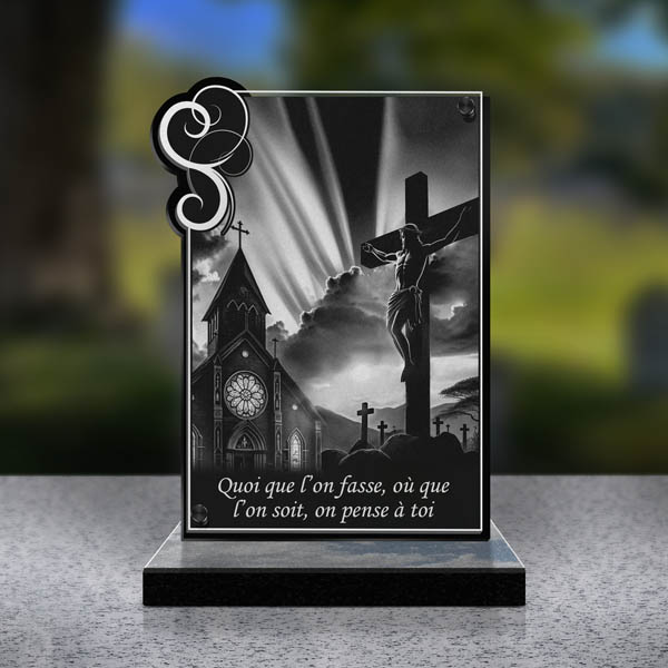 plaque funéraire cœur jesus christ