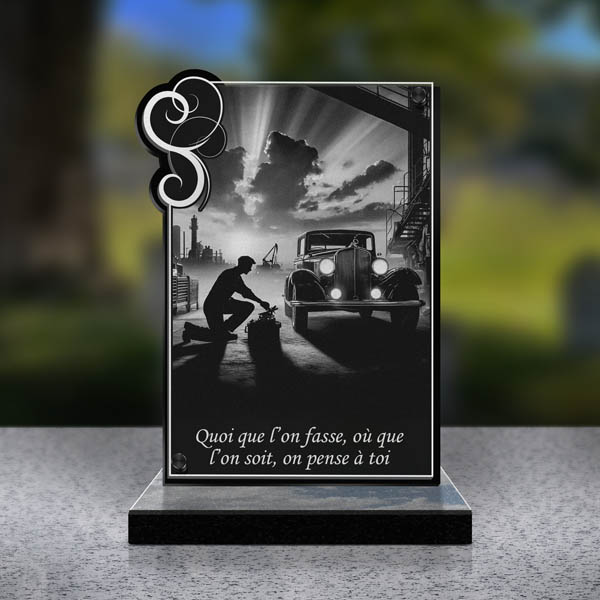 plaque funéraire cœur mécanicien