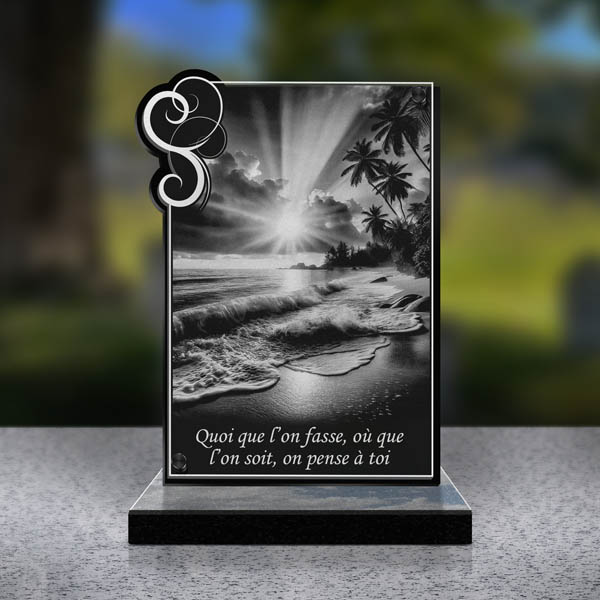 plaque funéraire cœur plage