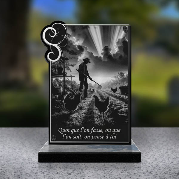 plaque funéraire cœur potager