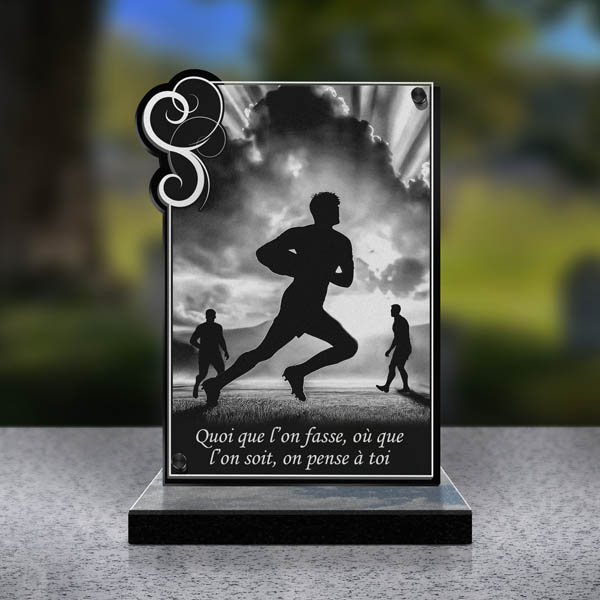 plaque funéraire cœur rugby