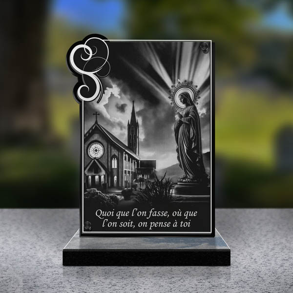 plaque funéraire cœur vierge marie