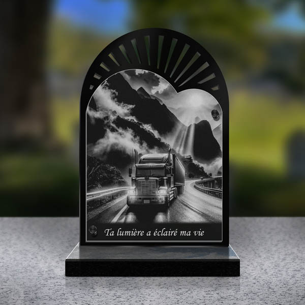 plaque funéraire double cœur camion