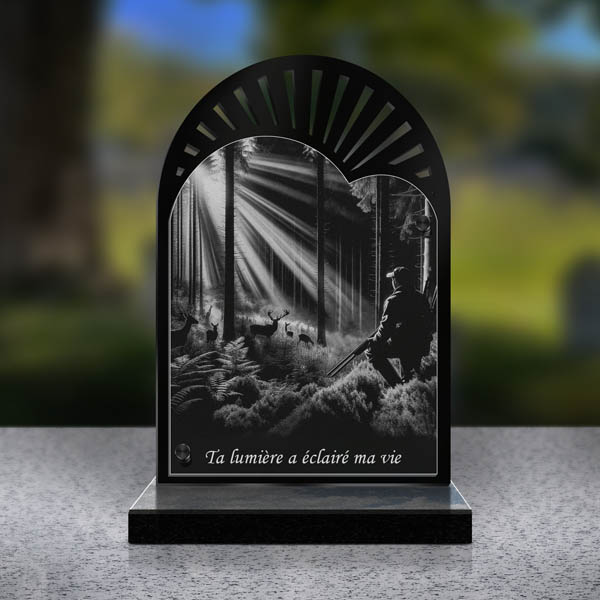 plaque funéraire cœur chasse