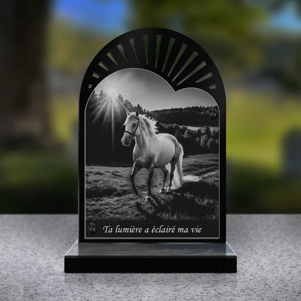 plaque funéraire cœur cheval