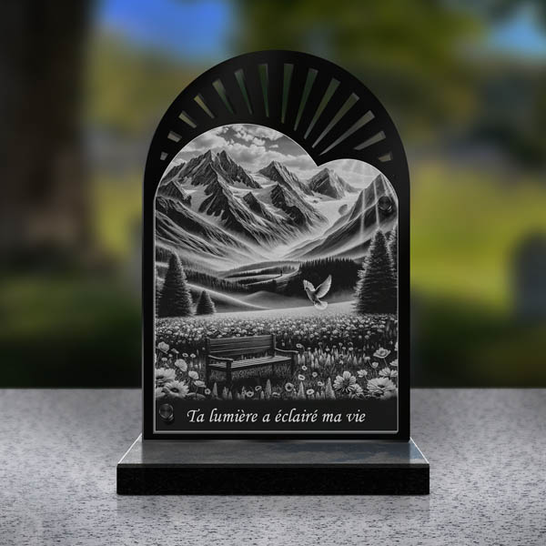 plaque funéraire cœur colombe