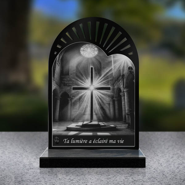 plaque funéraire cœur croix