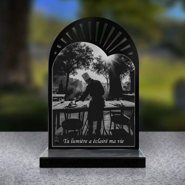 plaque funéraire cœur cuisinier