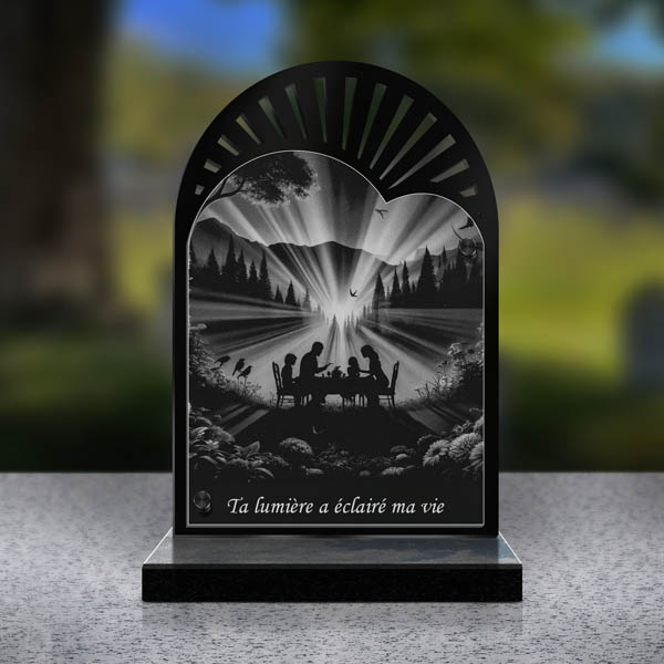 plaque funéraire cœur famille
