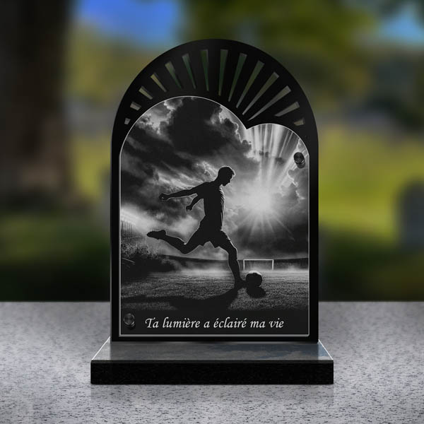 plaque funéraire double cœur football