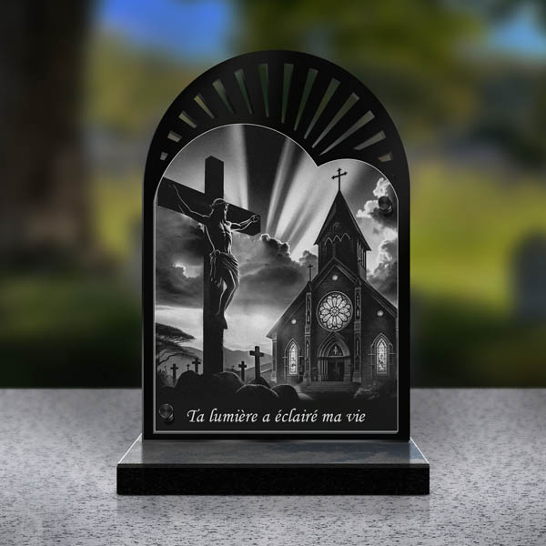 plaque funéraire cœur croix jesus