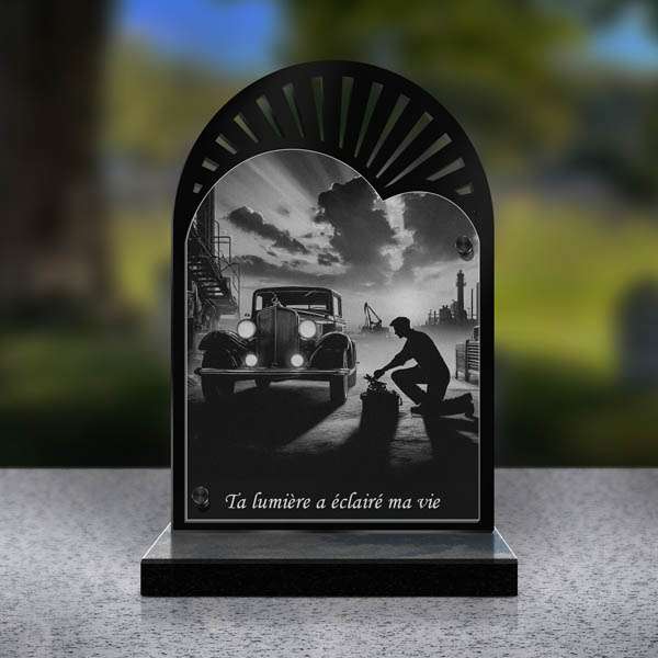 plaque funéraire cœur mecanicien