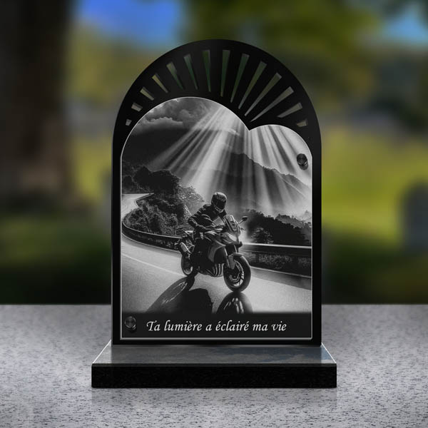 plaque funéraire cœur motard