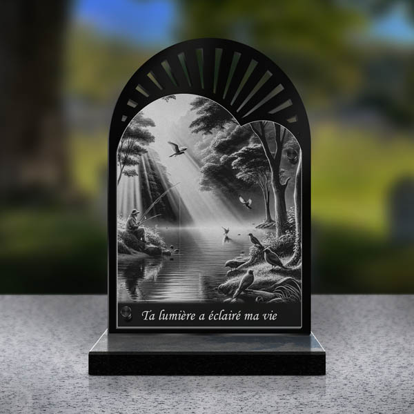 plaque funéraire cœur pêche