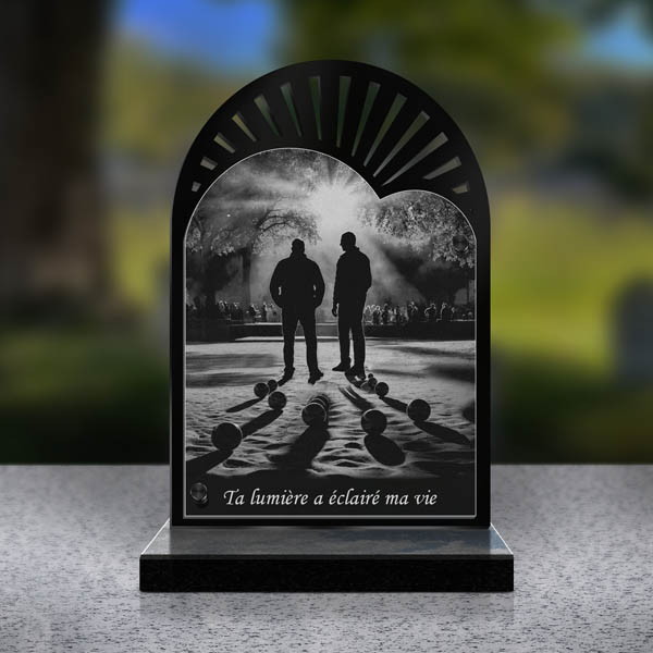 plaque funéraire cœur pétanque