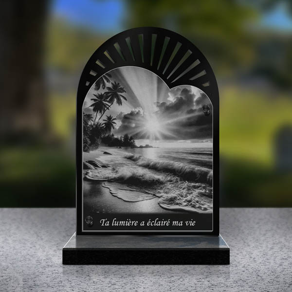 plaque funéraire cœur plage