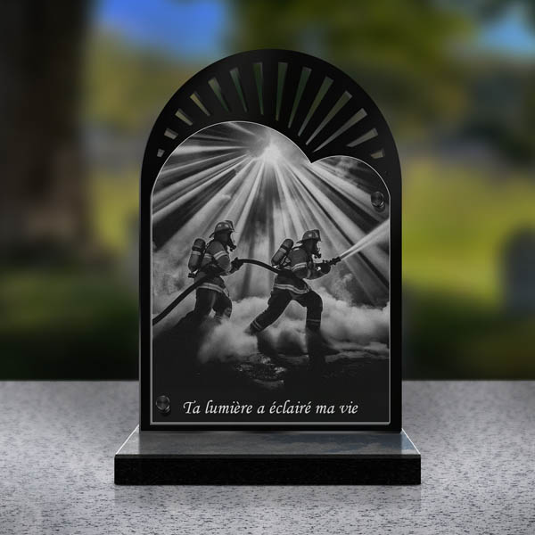 plaque funéraire cœur pompier