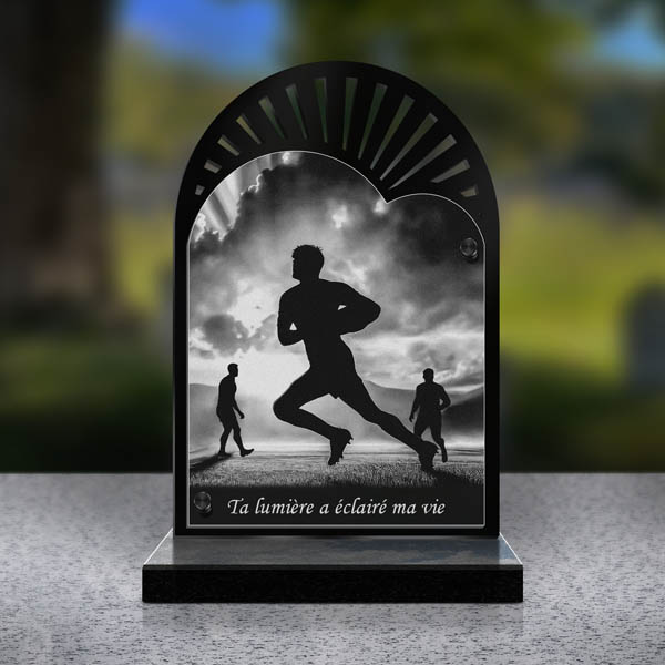 plaque funéraire cœur rugby