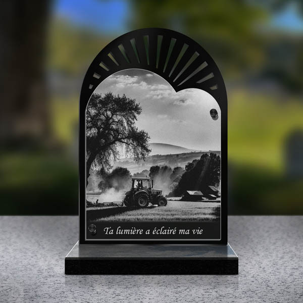 plaque funéraire cœur tracteur