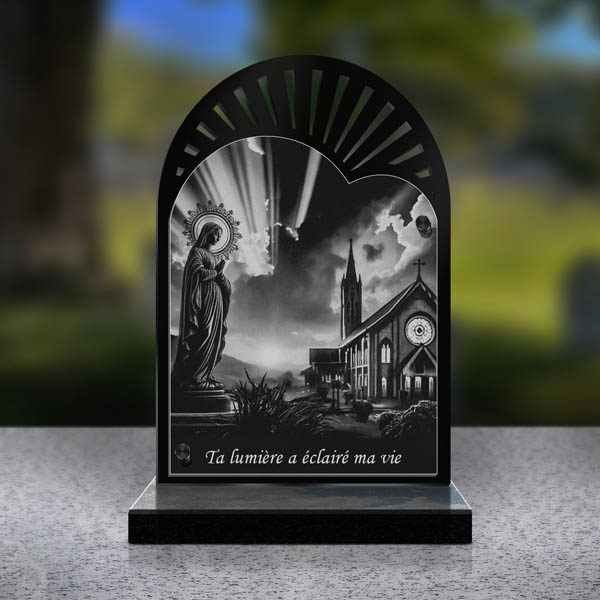 plaque funéraire cœur vierge marie