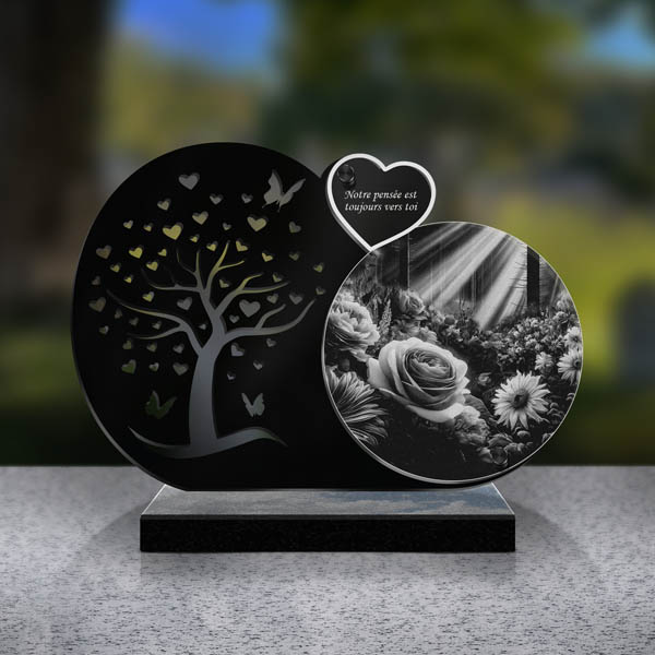 plaque funéraire fleurs