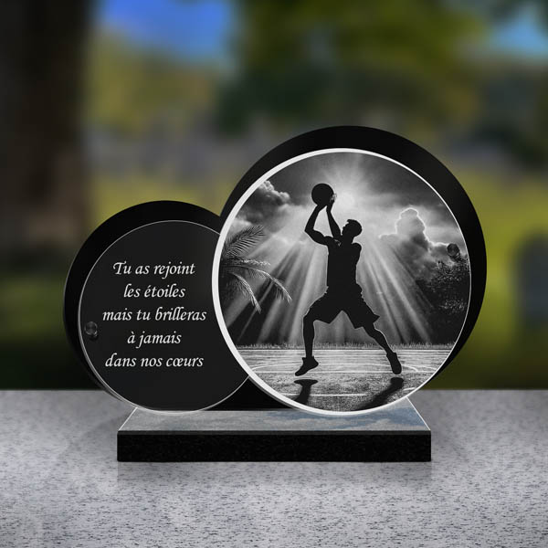 plaque funéraire feuille basketball