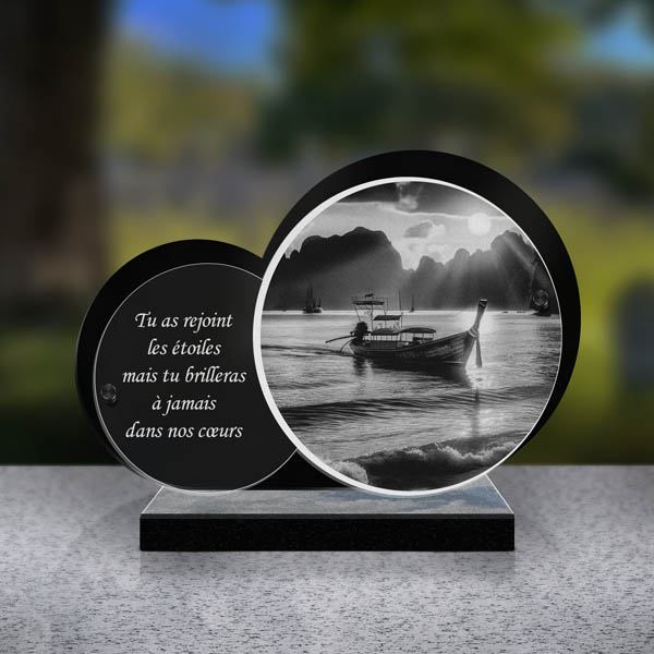 plaque funéraire feuille bateau