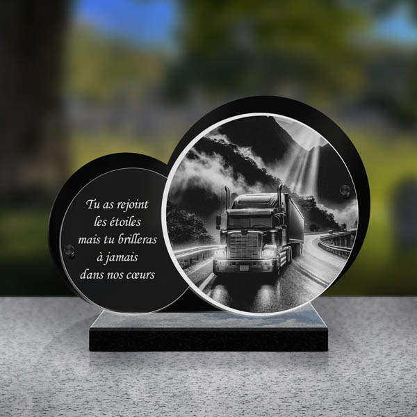 plaque funéraire feuille camion