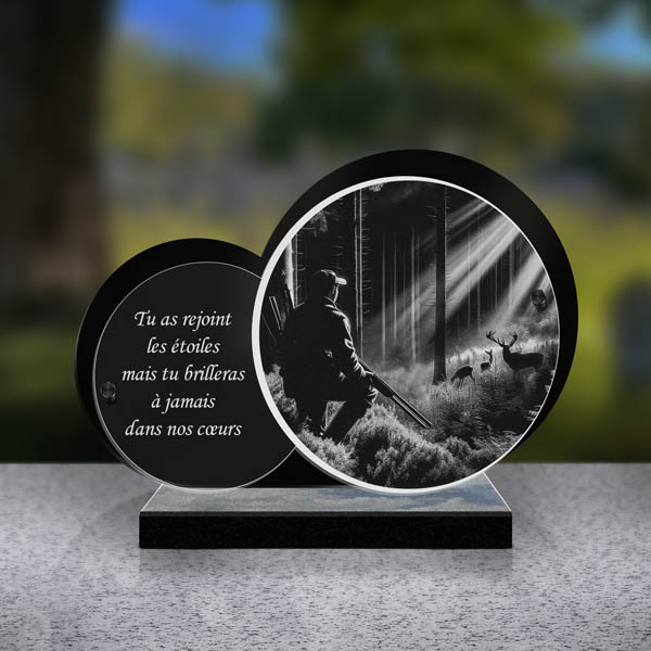 plaque funéraire feuille chasse