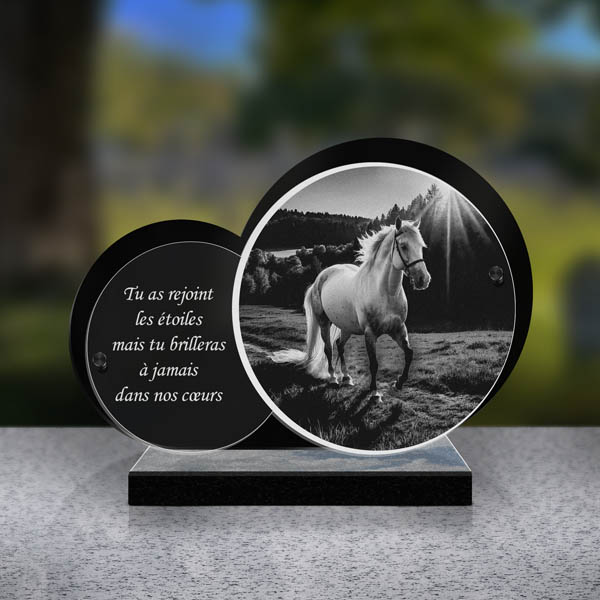 plaque funéraire cheval