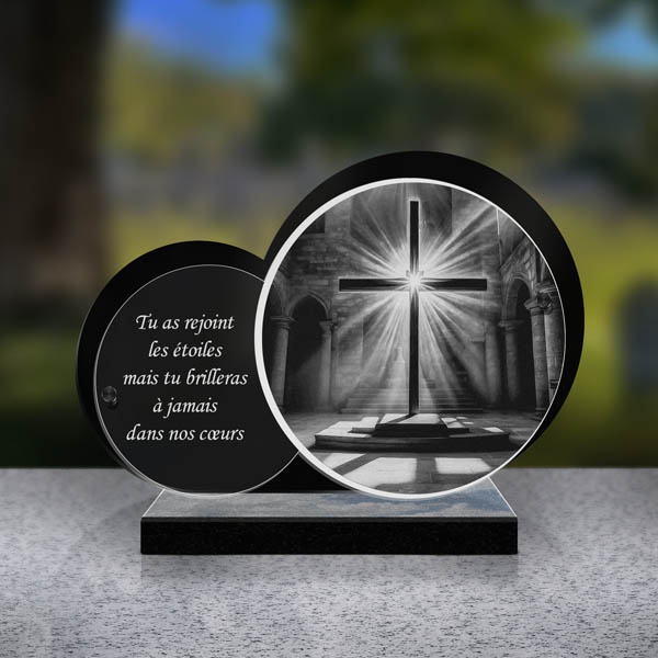 plaque funéraire feuille croix