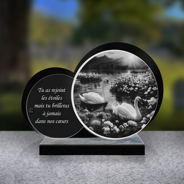 plaque funéraire feuille cygnes