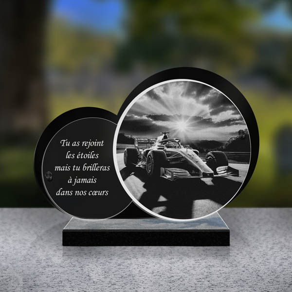 plaque funéraire voiture course