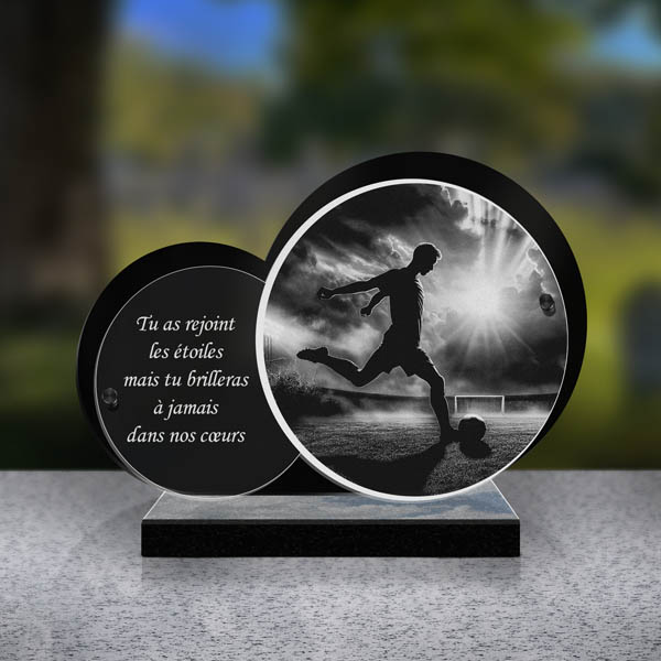 plaque funéraire feuille footballer