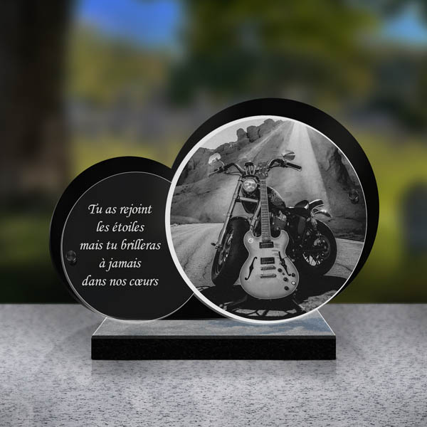 plaque funéraire feuille moto